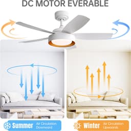 Plafondventilator 107 cm met LED-lamp 22W - afstandsbediening - omkeerbare DC-motor - wit - slaapkamer — thumbnail 3