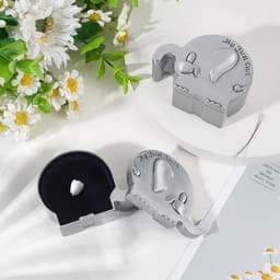 Herinneringsdoos voor baby's - 2 stuks, antiek zilver, met olifantentanden, doop en douche gedenkdoos — thumbnail 5