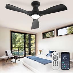 Stijlvolle Zwarte Plafondventilator 107 cm met Verlichting - Laag Profiel en Stille DC Motor — thumbnail 5