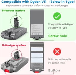 Accu geschikt voor Dyson V11 (SV14) - 'Schroef Type' (Li-ion/4500mAh/25.2V) — thumbnail 2