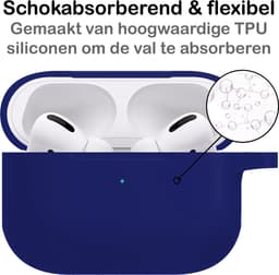 Hoesje - Geschikt voor Apple AirPods Pro 2 - Siliconen Hoes met Clip - Silicone Case Cover - Donkerblauw — thumbnail 4