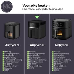 Maison & Kitchen Airfryer - Heteluchtfriteuse - PFAS-vrij - 1500W - 5L Inhoud - 80ºC tot 200ºC - Zwart — thumbnail 4