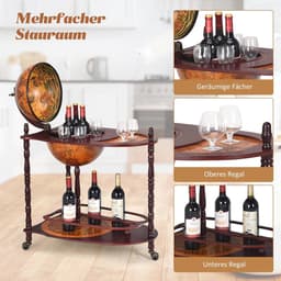 Globus minibar wijnrek met wieltjes – Praktische cocktailbar voor thuis — thumbnail 5