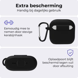 Hoesje - Geschikt voor Apple AirPods 4 - Siliconen Hoes met Clip - Silicone Case Cover - Zwart — thumbnail 4