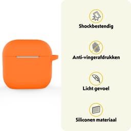 Hoesje Geschikt voor Apple AirPods 4 - Siliconen Hoes met Clip - Silicone Case Cover - Oranje — thumbnail 3