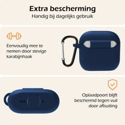 Hoesje - Geschikt voor Apple AirPods 4 - met Clip - Siliconen Hoes - Silicone Case Cover - Navy — thumbnail 5