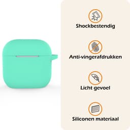 Hoesje - Geschikt voor Apple AirPods 4 / 5 - met Clip - Siliconen Hoes - Silicone Case Cover - Turquoise — thumbnail 3