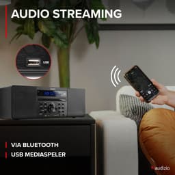 DAB radio met CD speler, Bluetooth, USB mp3 speler en radio - Stereo - Zwart - Audizio Prato — thumbnail 3