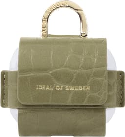 IDEAL OF SWEDEN, Hoesje geschikt voor Apple AirPods 3 - Flo Series Croco Textuur met Karabijnhaak, Groen — thumbnail 1