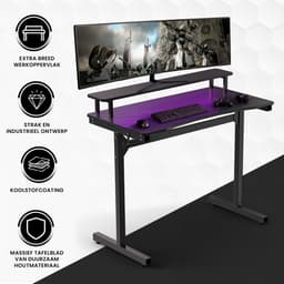 Bayt Game Bureau - Gaming Bureau - Gaming desk - Game Bureau met LED - Computertafel - Monitor Standaard - 105 x 55 x 75 cm - Zwart — thumbnail 5