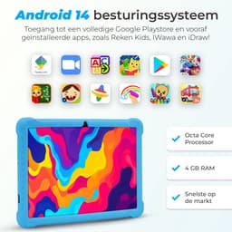 ATouch Combipakket - Kindertablet Tab 10 Plus + Kinderkoptelefoon - 64GB+64SD - Vanaf 3 jaar - Blauw — thumbnail 2