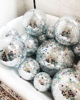 KIMU® 4x Discobal Ø 10 cm Klein - Discobol Spiegelbol Glitterbol Glitter Spiegeltjes Disco Bal Bol Decoratie Planeet Kerstbal Kerstballen Festival — thumbnail 4