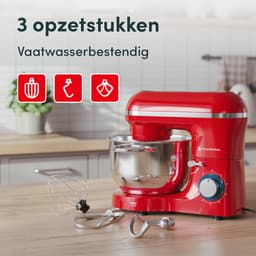 KitchenBrothers 2000W Keukenmachine - Keukenrobot - 6,2L - Mixer met Mengkom - Keukenmixer - BPA-vrij - Rood — thumbnail 4
