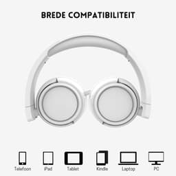 StayPowered Koptelefoon - Veilig & Comfortabel voor Kinderen - 85dB Geluidslimiet - Zacht Memory-Schuim - Ergonomisch Ontwerp - Opvouwbaar & Duurzaam - Verstrengelvrij Kabel - Universele Compatibiliteit - Wit - Levering Sneller dan Aangegeven! — thumbnail 2