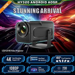 Mini Keystone Projector - Smart 1080P Draagbare Home Cinema Projector met WiFi 6, BT 5.0, 180° draaifunctie, 230 ANSI pixels, Bluetooth Projector voor telefoon, pc, laptop, PS5, HDMI, USB — thumbnail 4