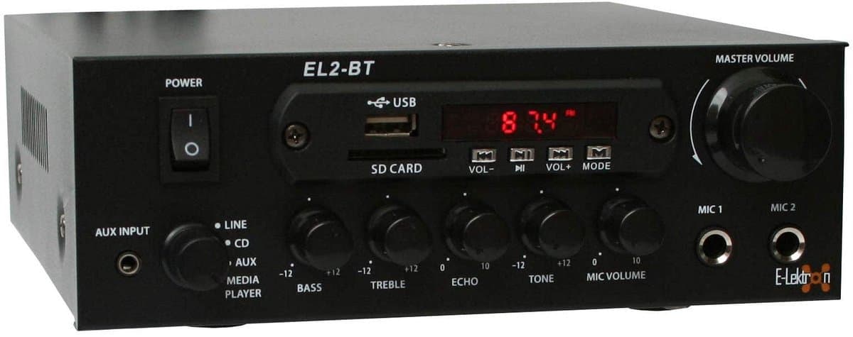 E-Lektron EL2-BT - Stereo versterker - Met Bluetooth en karaokefunctie - USB en SD MP3-speler — afbeelding 1