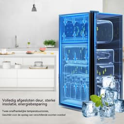 Tafelmodel koelkast-Vriescombinatie - Tweedeurs Koelkast - Mini Koelkast - Vrijstaande Koelkast - 60L - LED - 45dB - Energielabel E - Kantoor - 86,8cm - Vriezen - Zwart — thumbnail 4