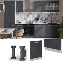Vaatwasserfrontpaneel - Keukenpaneel - Keuken Integratie - Intern Bedieningspaneel - 60 cm breed - Zwart beton — thumbnail 3