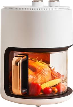 Heteluchtfriteuse - Airfryer Visueel Glas - Gezond Frituren - Grote Capaciteit - 5 Liter - Wit — thumbnail 1