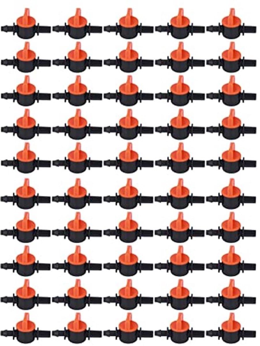 50 stuks druppelirrigatieventiel, 4/7 mm kleine schakelaarklep buitendiameter 6 mm slang miniventiel tuin micro-irrigatieklep verbinding sproeisysteem — afbeelding 1