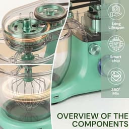 Keukenmachine - Mixer Robot - Bakken en Koken - Krachtige 1500W Motor - 5 Liter Kom - Groen — thumbnail 5