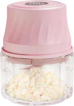 Mini Keukenmachine - Voedselhakker Elektrisch - Snel Ingrediënten Snijden - Draadloos Met Eén Knop - 350ml - Roze — thumbnail 1