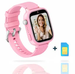 AngelTech Ultra GPS Horloge Kind Met Simkaart 4G – SOS knop – Smartwatch Kinderen – Whatsapp - HD Camera en Videobellen – Smartwatch Kind – GPS Tracker Kind – Smartwatch Kids - Elke polsmaat – Roze — thumbnail 1