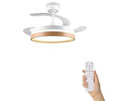 Fantiluxe - Anders - Plafondventilator met verlichting - Wit - Ø106cm - Afstandsbediening - Met lamp - Plafond ventilator - Slaapkamer