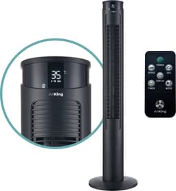 AirKing Torenventilator 117cm - Kolomventilator met Afstandsbediening - Ventilator staand met Timer - 3 Snelheidsstanden - Oscillatie & Dimbaar LED Scherm - Energiezuinig - Koelventilator voor Kamer - Zwart — thumbnail 1