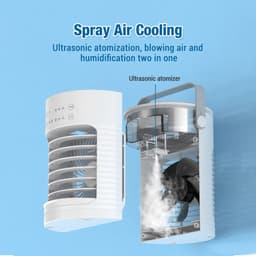 Draagbare USB Luchtkoeler met Ijswater - 3 Standen Tafelventilator - voor Kantoor & Thuis - Wit - 1 Stuk — thumbnail 2