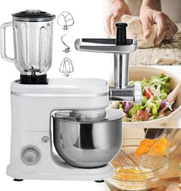 Keukenmachine met Blender - Keukenrobot Mixer - Bakken en Koken - 3-in-1 Functionaliteit - 6 Liter Kom - Wit — thumbnail 1