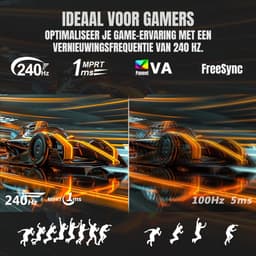 YOR® Gaming Monitor 240hz - Gaming Monitor - Zwart - ‎‎18cm x 71cm x 59cm — thumbnail 4