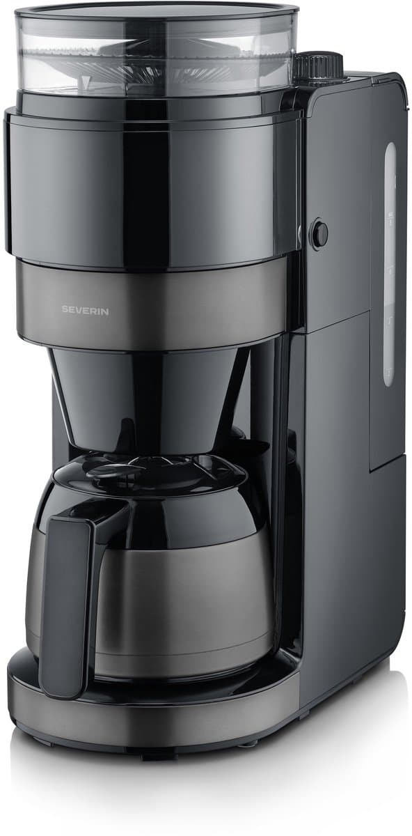 Severin KA 4831 Koffiezetapparaat met molen – Thermoskan – 1L – 8 Kopjes – Timer – RVS/zwart — afbeelding 1