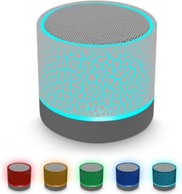 Draagbare draadloze mini Bluetooth-luidspreker, Super Bass stereo oplaadbare luidspreker met LED-verlichting - Wit — thumbnail 1