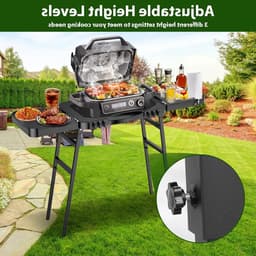 Draagbare Grill Trolley voor Enders Urban, Weber Q100/Q200/Q300 en Ninja Woodfire - Vouwbare Buiten Grillstand met Ruime Werkplek en In hoogte Verstelbare Poten — thumbnail 5