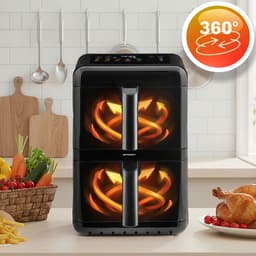Berdsen BD-663 Serie - Dubbele Heteluchtfriteuse - 11.6L - 3000W - Zwart/Zilver — thumbnail 2