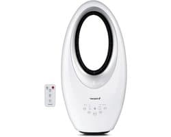 Bladloze Ventilator - Vloer Ventilator - Kamertemperatuur Regelen - Stille Werking - 75 Uur Timer - Wit