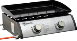 Gasbarbecue - Tafelmodel Gasbarbecue en Gasgrill - 2 Branders - 6 kW - met Slang, Drukregelaar, Vetopvangbak, Antiaanbaklaag, RVS Grillplaat - 48,5 x 48 x 21 cm - Zilver — thumbnail 3