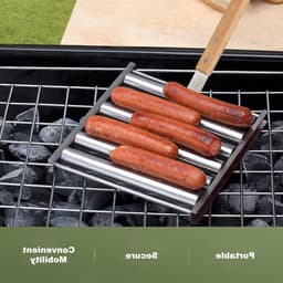 Hotdogroller van RVS voor 5 hotdogs, BBQ worstenroller met gepolijste afwerking, ideaal voor feesten en buiten grillen, 25 x 20 x 4 cm, 561 g — thumbnail 4