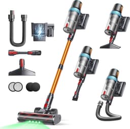 Draadloze Steelstofzuiger - Krachtige Stofzuiger - Huishouden Schoonmaken - Automatische Zuigkracht - 65 Min Werktijd - Oranje — thumbnail 1