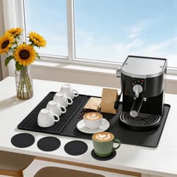2-in-1 drip mat met rand, 60 x 40 cm, siliconen pad voor koffiezetapparaat, hittebestendig, antislip en eenvoudig schoon te maken, inclusief 4 siliconen onderzetters — thumbnail 1
