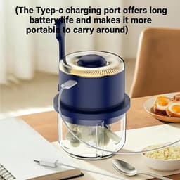 Elektrische Mini Chopper - Keukenmachine Knoflook - Snel Ingrediënten Hakken - Draadloos Gemak - 350 ml Capaciteit - Blauw — thumbnail 4