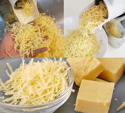 Elektrische Kaasrasp - Groente Versnipperaar - Snel Ingrediënten Raspen - 3 Roestvrijstalen Trommels - 300W Vermogen - Zilver Grijs — thumbnail 4