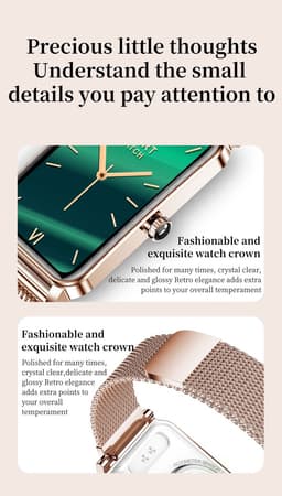 Knobbout Smartwatch met 1.45” Scherm (3,7 x 2,5 cm) HD Touchscreen – Hartslag, Bloeddruk, Zuurstofmeting – 12 Sportmodi – IP68 Waterdicht – Compatibel met Android & iOS - Rosegouden stalen band — thumbnail 4