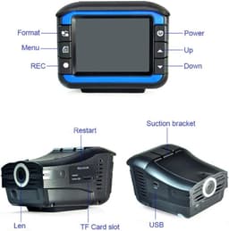 Dashcam 2-in-1 met snelheidswaarschuwing, elektronische voertuigdetector voor veilig rijden, compact, 16 x 11 x 8 cm, zwart — thumbnail 5
