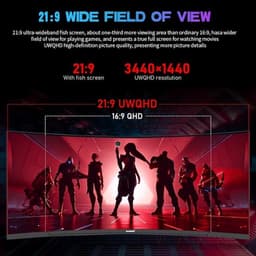 34-inch Curved Monitor – Ultrawide Scherm – Gaming Monitor – PC Monitor – UWQHD Display – 3440x1440 Resolutie – 120Hz Verversingssnelheid – 165Hz Reactietijd — thumbnail 4