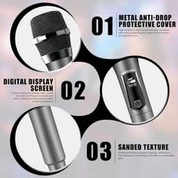 Microfoon-Professionele Draadloze Microfoon Set - 2.4 GHz Dynamisch Systeem -Goud- 60 Meter Bereik - Lange batterijduur- USB-C Oplaadbaar - Voor Karaoke, DJ, Bruiloft , Kerk - Zwart — thumbnail 3