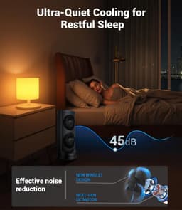 Torenventilator, 42 inch draagbare oscillerende stille koelventilator met afstandsbediening, 3 modi en snelheidsinstellingen, ingebouwde timer LED-display staande vloerventilatoren veilig voor slaapkamer, thuiskantoor, zwart — thumbnail 3