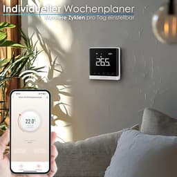 Slimme Thermostaat - Vloerverwarming Bediening - Temperatuur Regelen - App Bediening Zonder Hub - 60mm Inbouwdoos - Wit — thumbnail 5