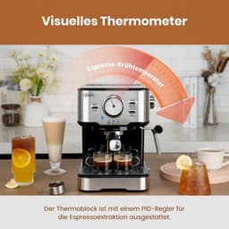Espressomachine - Koffiezetapparaat - Koffiemachines - Zilver met Zwart — thumbnail 2